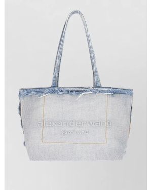 Alexander Wang Denim Tote Bag Featuring Dual Shoulder Handles - White