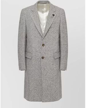 Lardini Herringbone Wool Coat - Grey