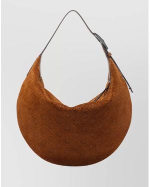Tory Burch T Monogram Suede Shoulder Bag - Brown