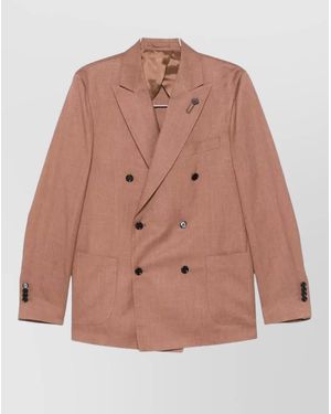 Lardini Double Breasted Blazer Structured Shoulders - Pink