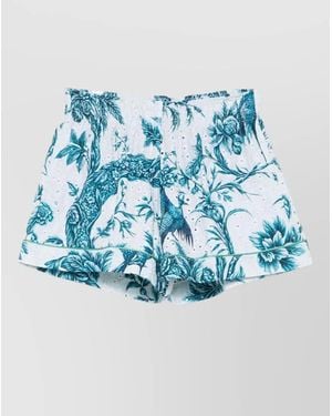 F.R.S For Restless Sleepers Floral-Print Cotton Tailored Shorts - Blue
