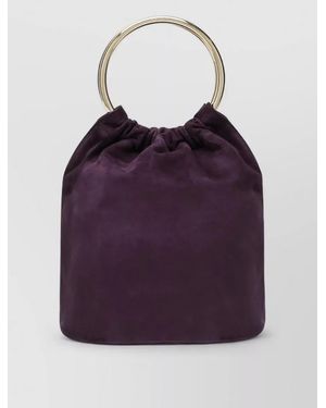 Prada Bucket Bag Ring Handle Leather Design - Purple