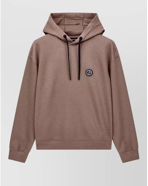 Giorgio Armani Hooded Crewneck Jacket Long Sleeves - Brown
