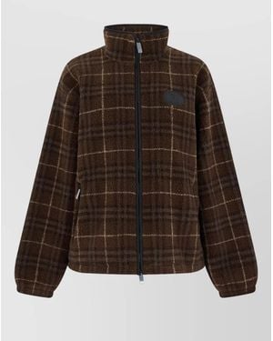 Burberry Checked Cashmere Wool Fleece Jacket - Brown