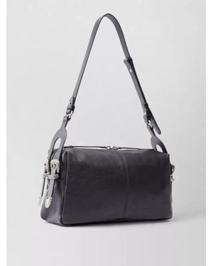 Pinko Shoulder Bag Adjustable Strap Metal Accents - Black