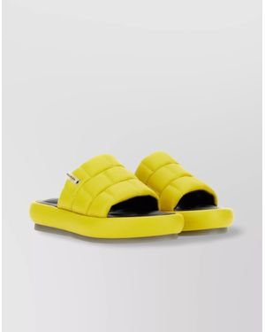 Premiata Quilted Open Toe Flat Sole Sandals - Yellow