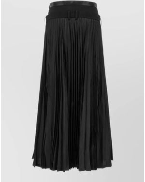 Junya Watanabe Wool Pleated Hybrid Wide-Leg Trousers - Black