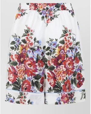 Dolce & Gabbana Silk Printed Knee-Length Shorts - Red