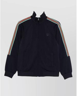 Gucci High Neck Jacket Long Sleeves Stripes - Blue