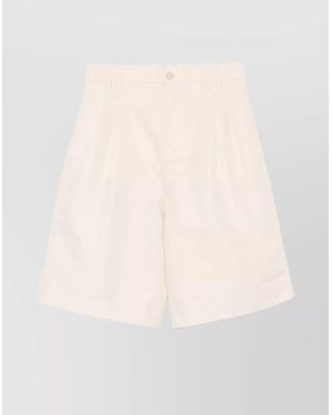 Filippa K Linen Blend Relaxed Pleated Tailored Shorts - Natural