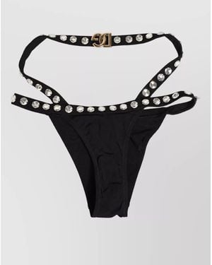 Dolce & Gabbana Crystal-Embellished Bikini Bottoms - Black