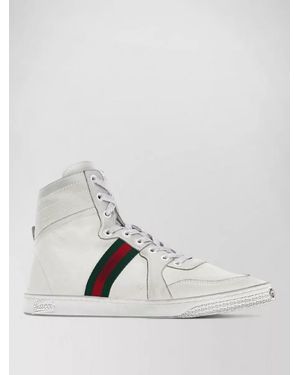 Gucci Leather Stretch Trainers High Top Stripe - White