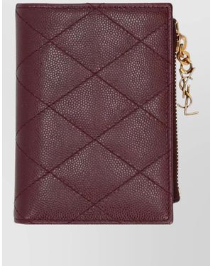 Saint Laurent Ysl Grain De Sable Quilted Wallet - Purple