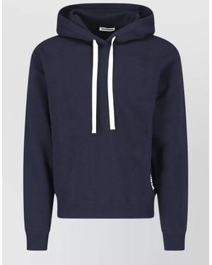 Jil Sander Hooded Sweatshirt Relaxed Fit Drawstring Hood - Blue
