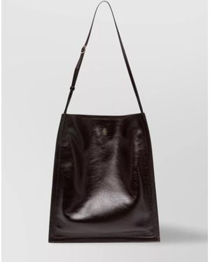 Bally Tote Bag Leather Adjustable Shoulder Strap - Black