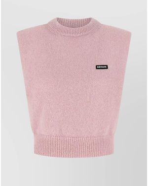 ROTATE BIRGER CHRISTENSEN Alpaca Wool Cropped Knit Vest - Pink