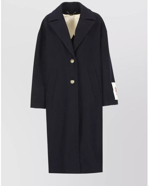 Golden Goose Wool Coat With Embroidered Detail And Long Length - Blue