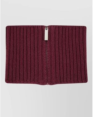 Sa Su Phi Cashmere Knit Collar Scarf Ribbed Texture - Red
