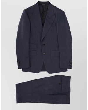 Tom Ford Wool Checked Single Breasted Suit - Blue