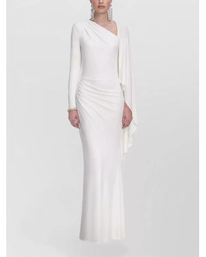 Self-Portrait One Shoulder Drape Maxi Dress - White