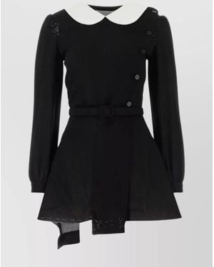 Maison Margiela Virgin Wool Regular-Fit Mini Dress - Black
