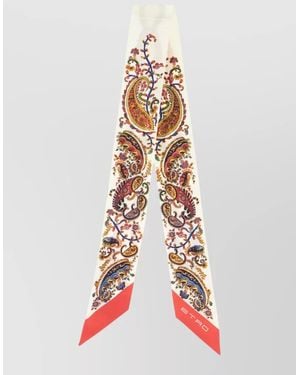 Etro Silk Foulard Paisley Pattern Contrast Border - White