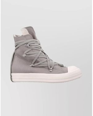 Rick Owens High-Top Denim Sneakers Megalace Detail - Gray