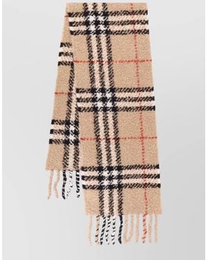 Burberry Checked Pattern Scarf Soft Texture Fringe Detail - Multicolor
