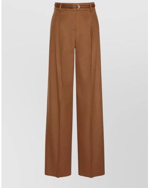 Max Mara High Waist Pleated Tailored Wide Leg Pants - Brown