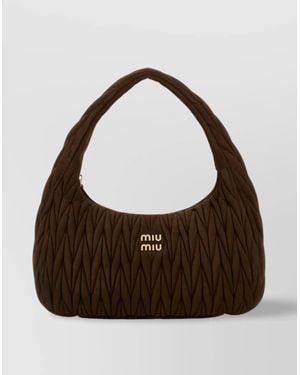 Miu Miu Quilted Top Handle Shoulder Bag - Brown