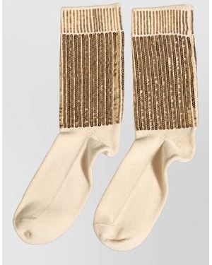 Dolce & Gabbana Sequin Mid-Calf Socks - Natural