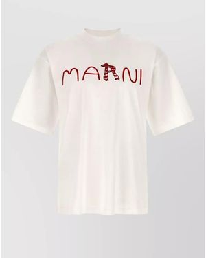Marni Cotton Logo Short-Sleeve T-Shirt - Pink