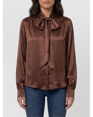 FEDERICA TOSI Silk Blend Blouse Bow Detail Back Tie - Brown