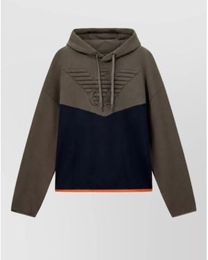 Emporio Armani Cotton Color Block Hoodie - Gray
