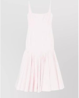 Jacquemus Cotton Sleeveless Square Neck Gathered Midi Dress - Pink