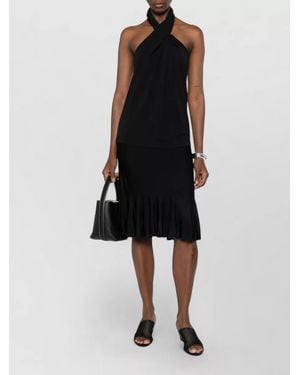 TOTEME Halter Neck Backless Midi Dress Flared - Black