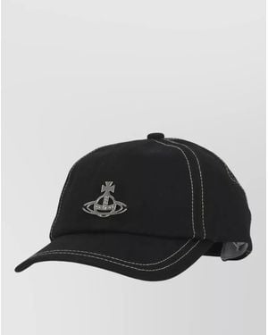 Vivienne Westwood Cotton Baseball Hat Contrast Stitching Visor - Black