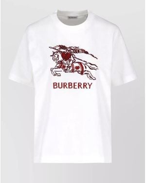 Burberry Short Sleeve Crew Neck Regular Fit Top - White