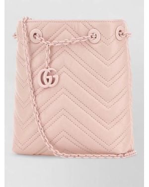 Gucci Gg Marmont Micro Leather Bucket Bag - Pink