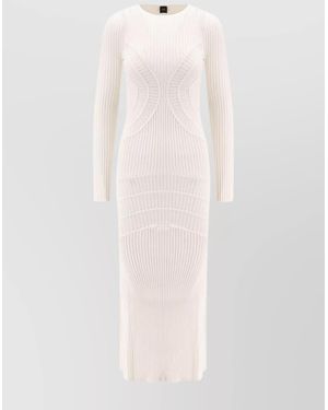 Pinko Viscose Blend Long Dress With Embroidery - White