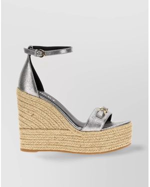 シューズ・サンダルその他 VERSACE Woman Wedge shoes Black 1014100 DVT2P 1B00V Medusa '95 Leather Wedge Sandals 120 mm Black,Gold | VERSACE US