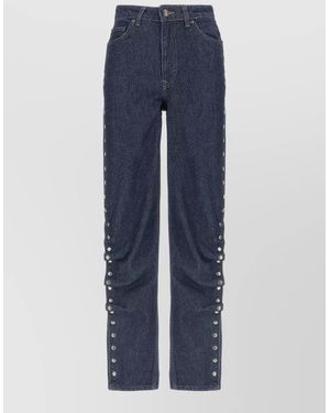 ROTATE BIRGER CHRISTENSEN Denim High-Rise Straight-Leg Trousers - Blue