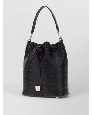 MCM Dessau Fabric Printed Bucket Bag - Black