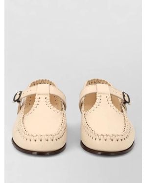 Hereu Alcover Moccasin Loafer Flat Sole Round Toe - Natural