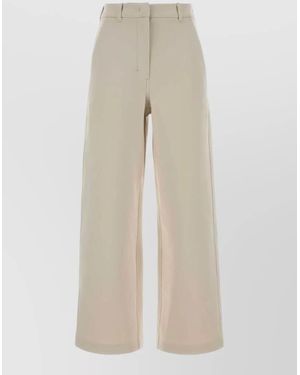 Max Mara Cotton Blend Caucaso Wide Leg Trousers - Natural