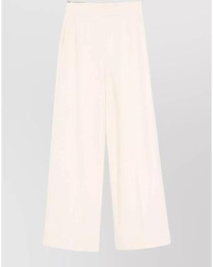 Semicouture Coline Lounge Trousers Wide Leg Pockets - Natural