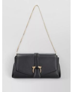 Ferragamo Shoulder Bag Adjustable Strap Chain Detail - White