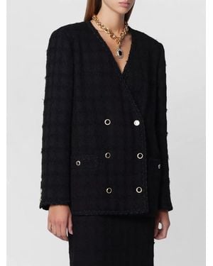 Alessandra Rich Double Breasted Jacket Tone Buttons - Black