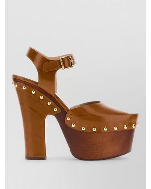 Chloé Leather Meret Clogs - Brown