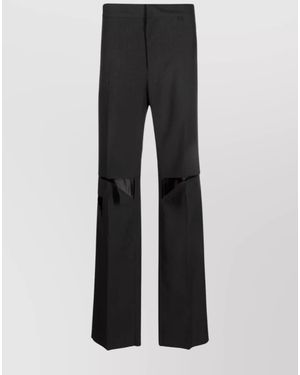 Givenchy Wool Cutout Wide-Leg Trousers - Black